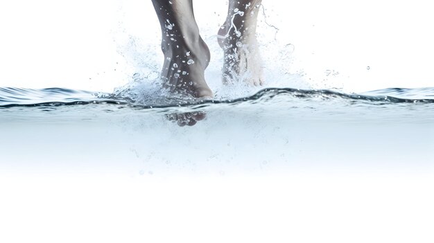 Foto zwemmers schoppen met hun voeten in het water.