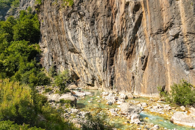 Zwemstrand in de prachtige turquoise rivier van Valbona Valley Theth National Park Albanese Alpen Albanië