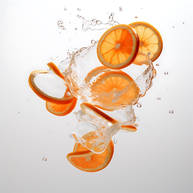 Zwevende mandarijn mooie verbluffende gedetailleerde opvallende plakjes op levendige een opvallende verrukking