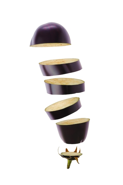 Zwevende plakjes verse aubergine