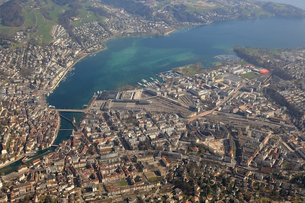 Zwitserland Luzern centraal station Luzern City lake luchtfoto fotografie