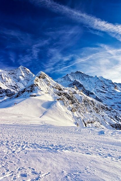 Zwitserse Alpentoppen in de Jungfrau-regio in de winter