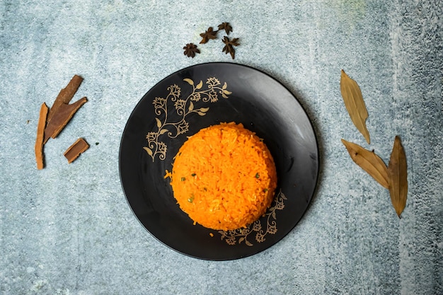 Zyro Rice or gyro served in a dish isolated on grey background top view of bangladesh food