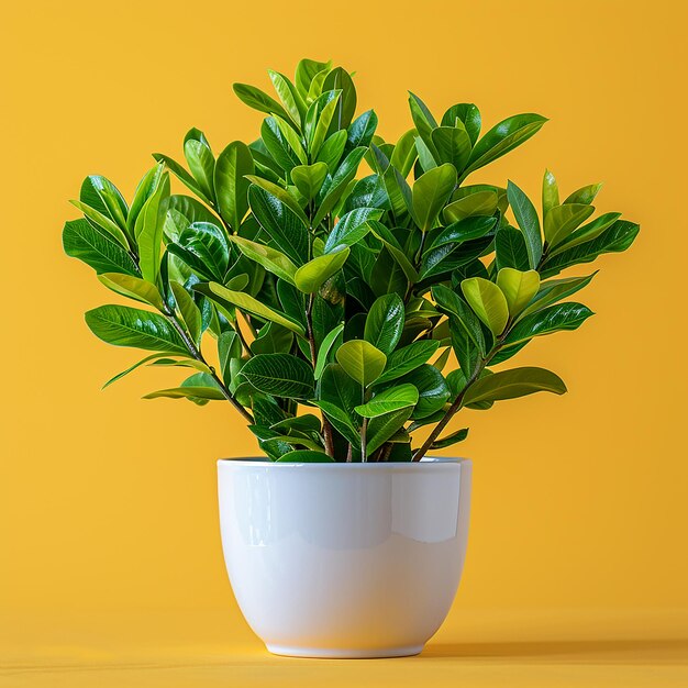 Photo zz plant zamioculcas zamiifolia in white pot