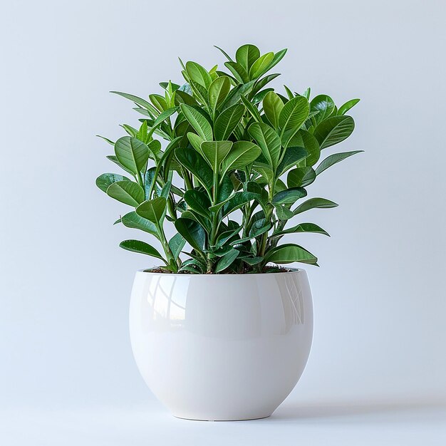 Photo zz plant zamioculcas zamiifolia in white pot