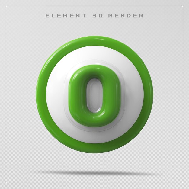 PSD numero 0 rendering 3d verde