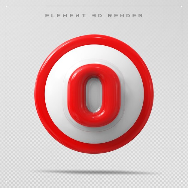 PSD numero 0 rosso rendering 3d