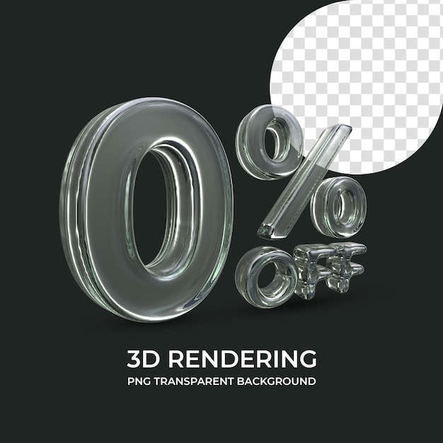 0 procent korting 3D-rendering geïsoleerde transparante achtergrond