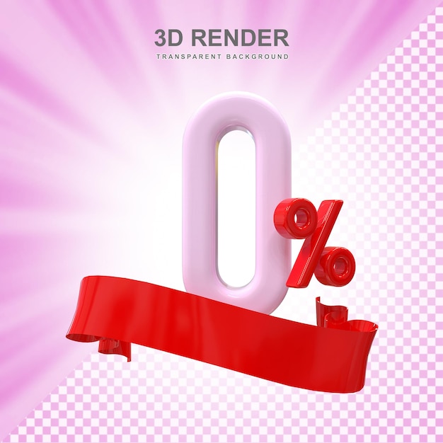 PSD 0 procent promotie van verkoop 3d render