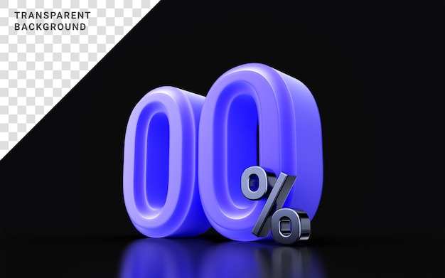 PSD 00 percent interest icon with very peri color on dark background 3d illustration mega sale offer