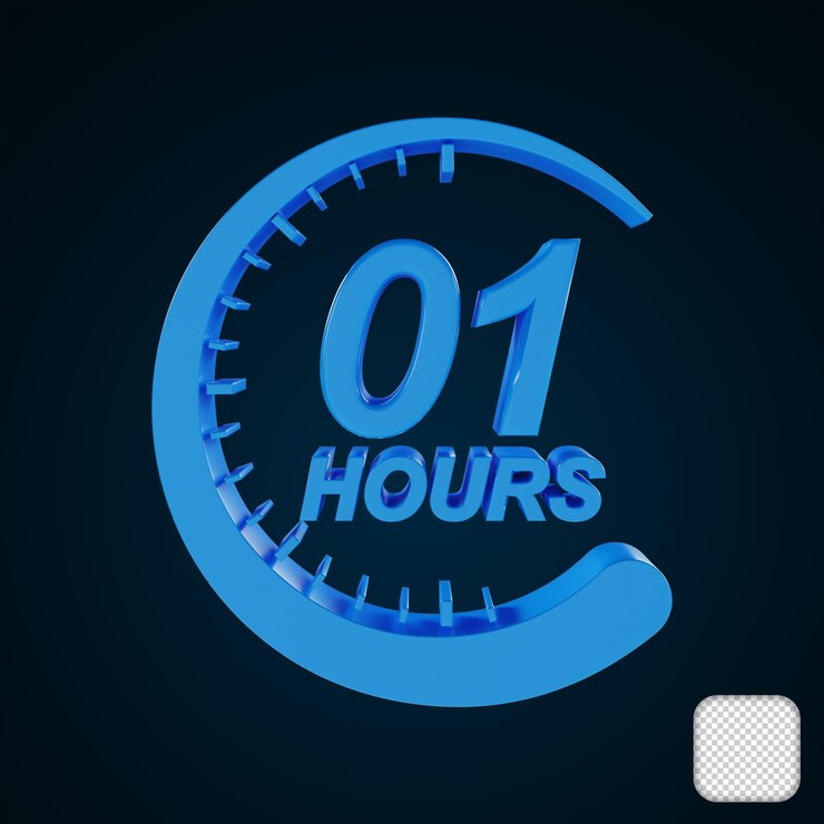 PSD 01 hour clock icon 3d illustration