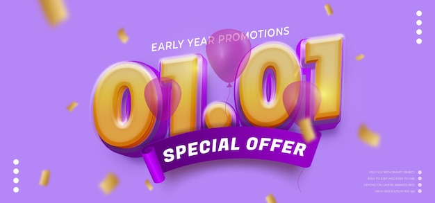 0101 early year promotions editable special offer 3d style effect