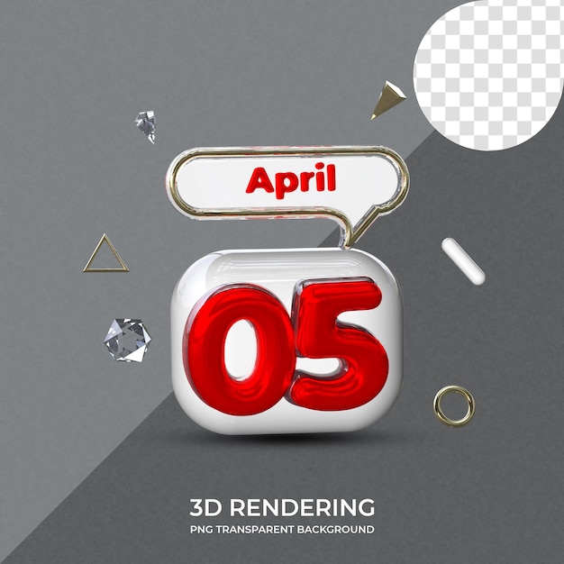 4월 5일 포스터 템플릿 3d 렌더링