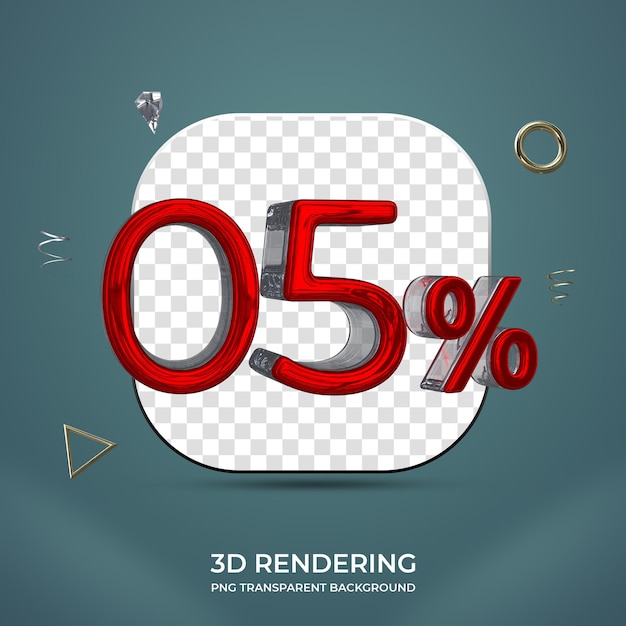 05 per cento numero 3d sfondo trasparente