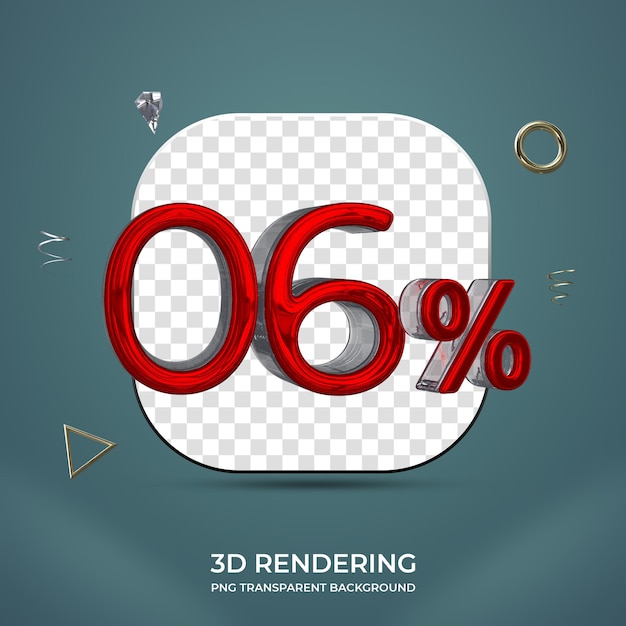 06 percent 3d number transparent background