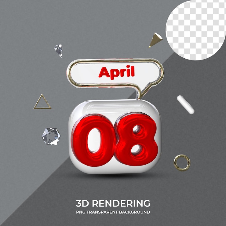 PSD 08 апреля шаблон плаката 3d рендеринг