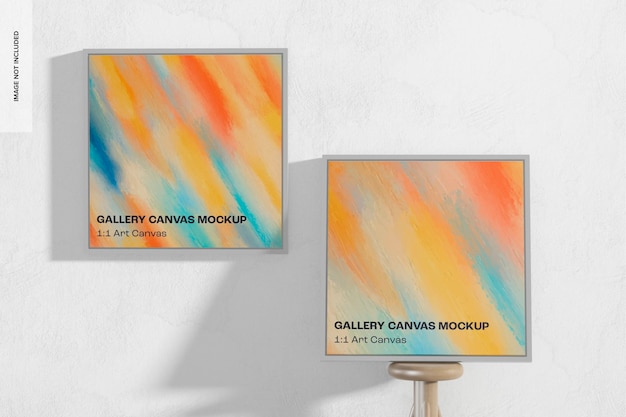 PSD 1:1 art canvas mockup, front view