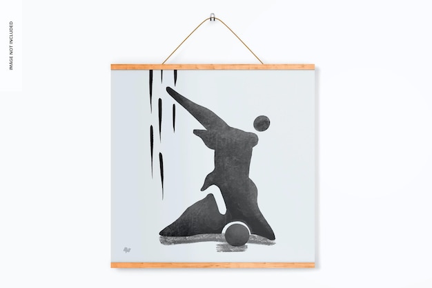 1:1 Houten Frame Poster Hanger Mockup, Vooraanzicht