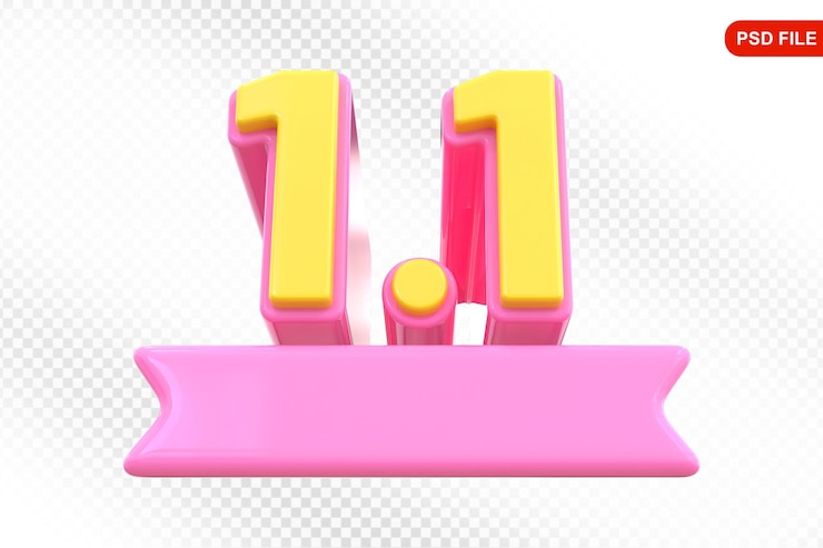 PSD 1 1 sale promotion in 3d