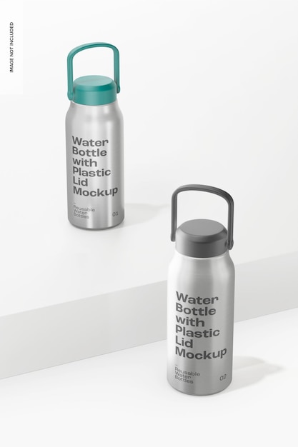 1.7l sport water bottles mockup, on podium