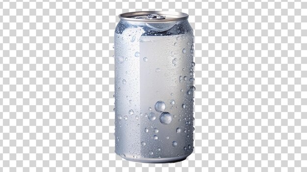 PSD 1 cans with water droplets on transparent background