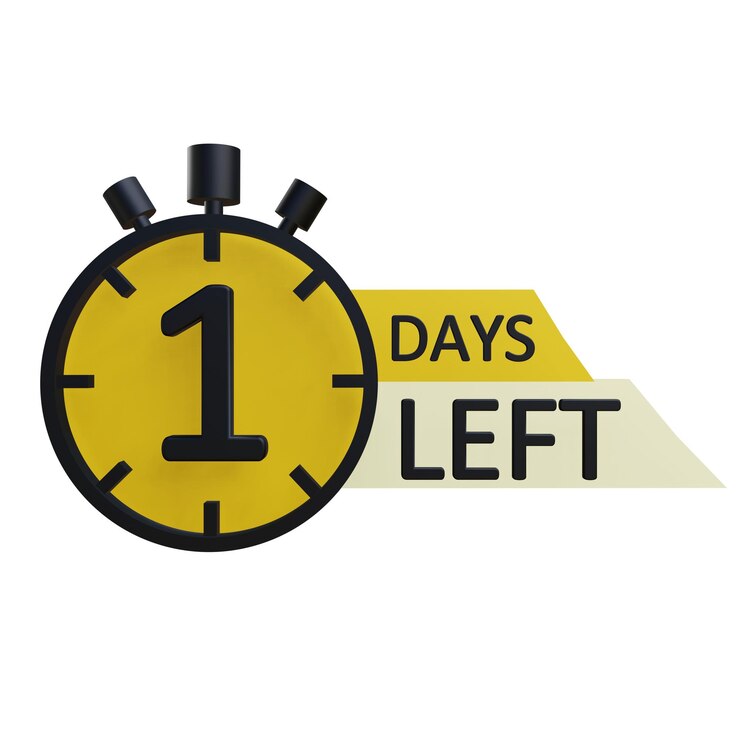 PSD 1 days left sign icon