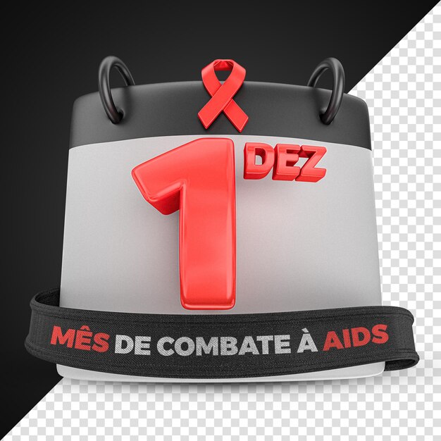 1 Grudnia World Aids Day 3d Logo Rendering Dla Kompozycji Z Czerwoną Wstążką