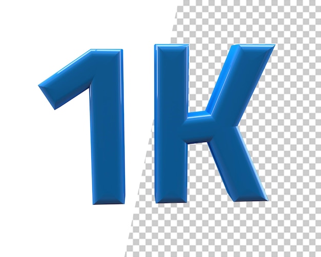 1 k followers thank you blue 3d text