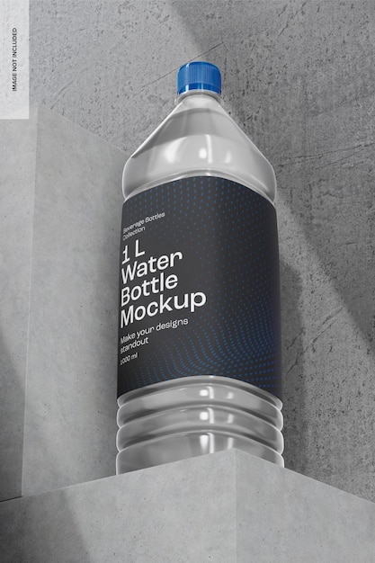 1 l water bottle mockup, perspective