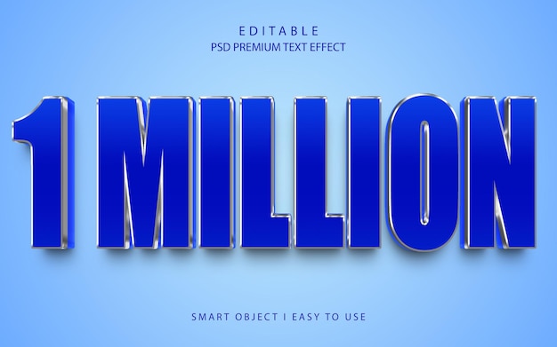 PSD 1 million blue silver 3d psd テキストエフェクトをリリースしました