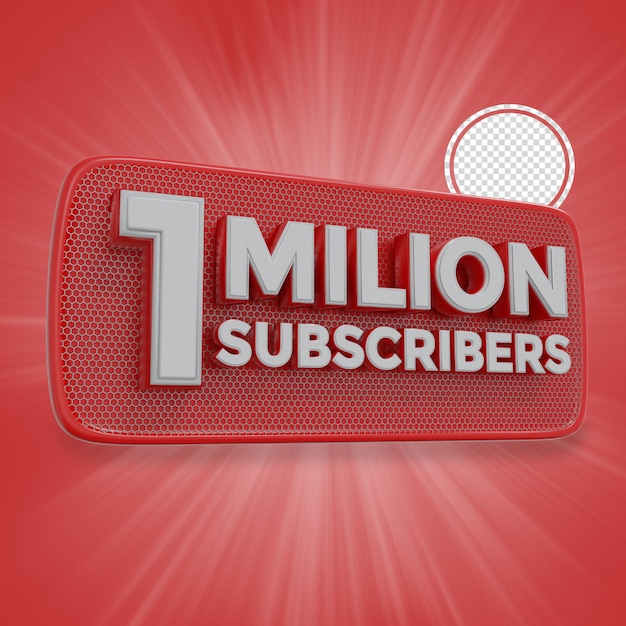 1 million subscribers 3d rendering