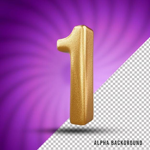 1 number 3d gold text effect