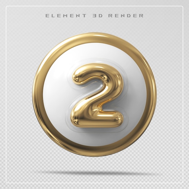 1 number gold with circle 3d render