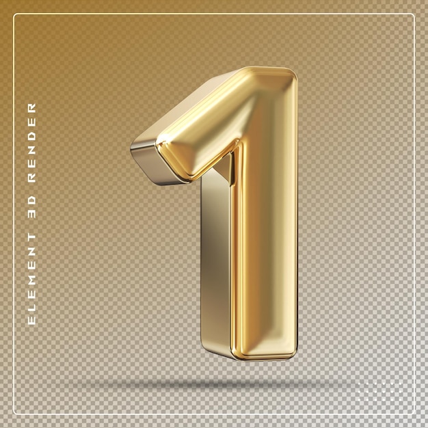 1 number golden 3d render