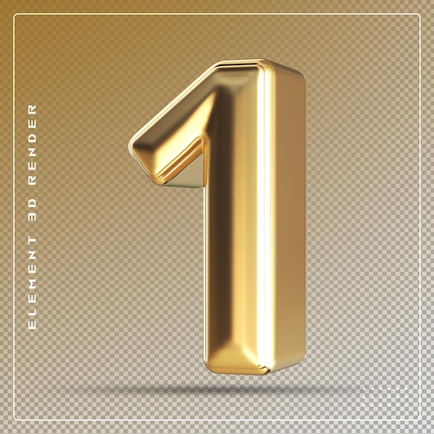 1 number golden 3d render