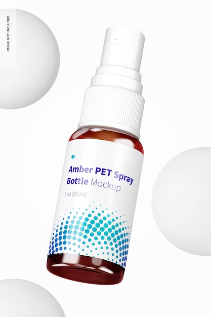 1 oz Amber PET Spray Bottle PSD Mockup, Floating