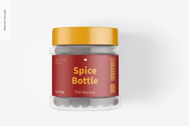 1 oz Clear PET Spice Bottle Mockup, Top View