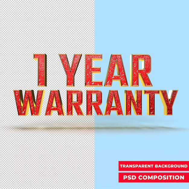 1 year warranty sign 3d rendering