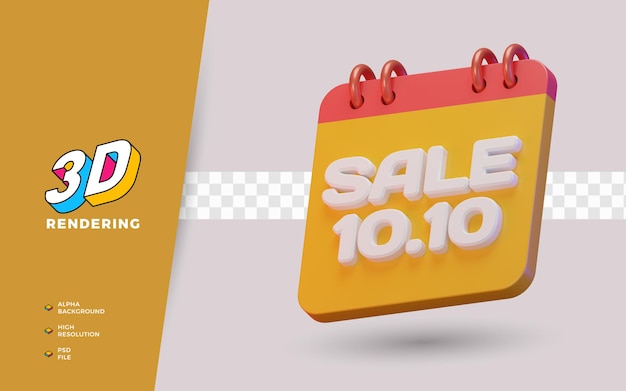 10.10 giorno dello shopping sconto vendita promozione oggetto di rendering 3d