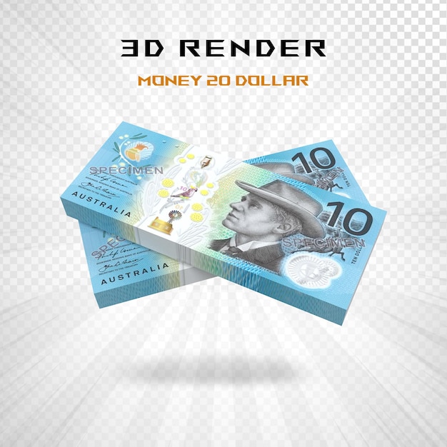 PSD 10 dollari australiani rendering 3d