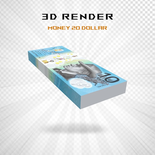 10 australian dollars 3d rendering