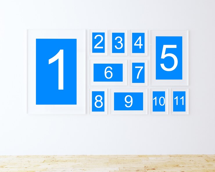 PSD 10 frames on wall mock up 