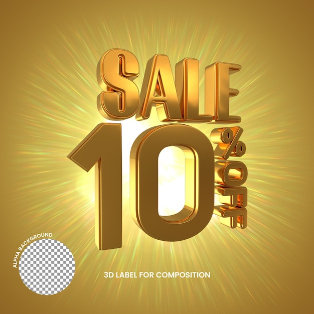 10 gold discount numbers percent off  or promotion discount sale advertising