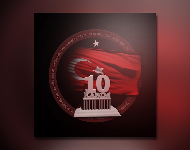 10 Kasim Turkiye Memorial Day Social Media PSD-sjabloon voor Turkije-viering