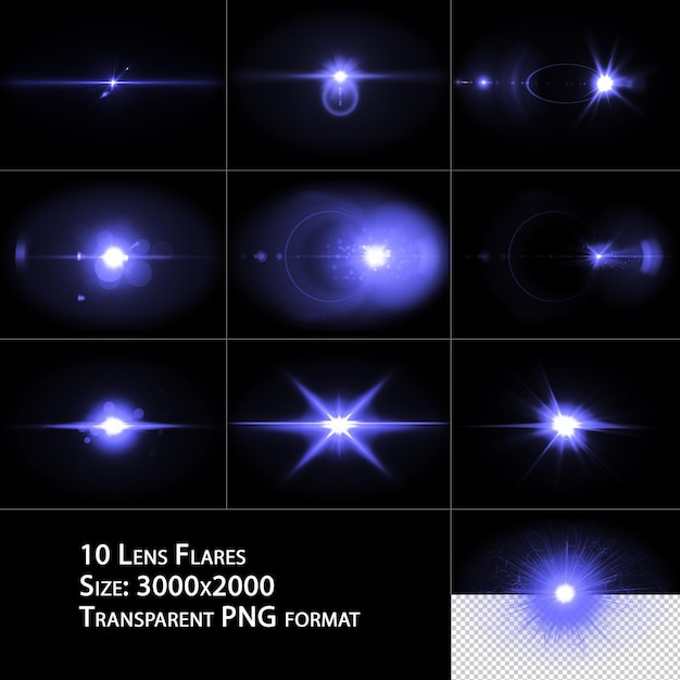 透明なpng形式の10個のレンズフレア