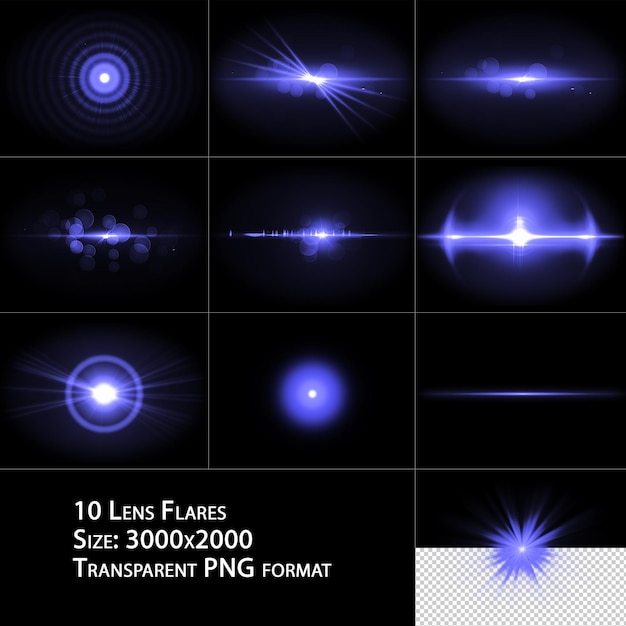 PSD 透明なpng形式の10個のレンズフレア