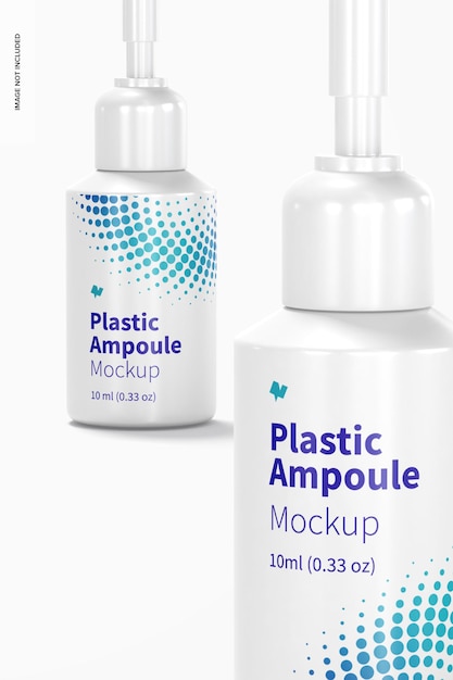 10 ml Plastic Ampoules Mockup, Close Up