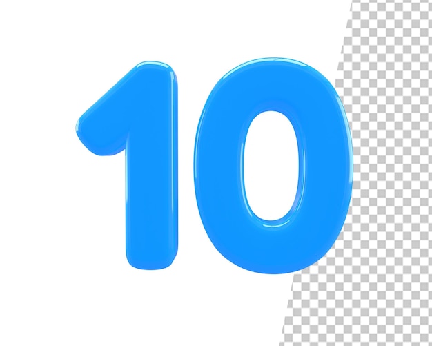 10 number blue ten text 3d render