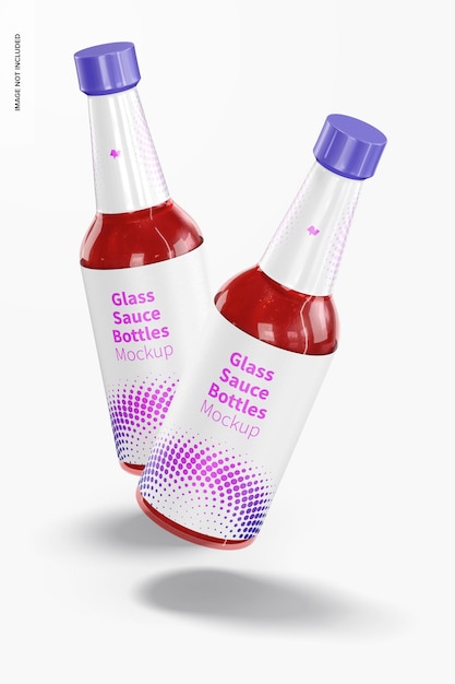 10 oz Glass Sauce Bottles Mockup
