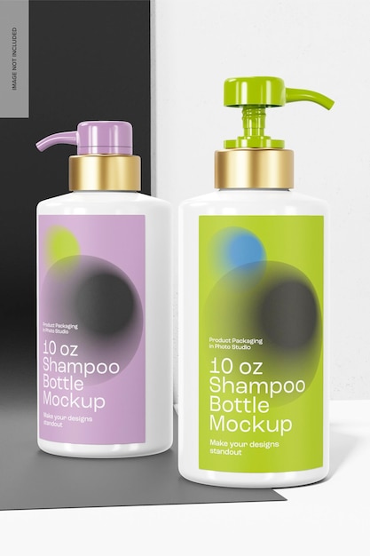 10 oz Shampoo Bottles Mockup